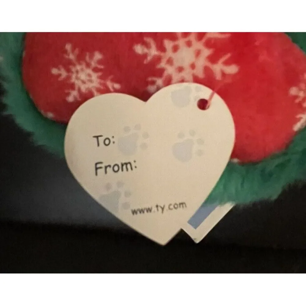 Ty Bow Wow Beanies Snowflake‎ Bone Plush Dog Toy Squeak Puppies Christmas 7 Inch